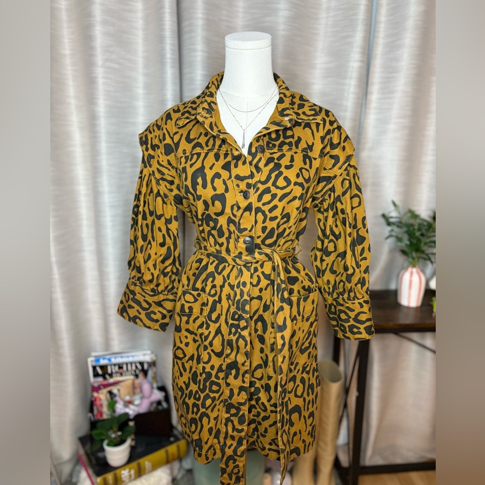 Leopard Print Denim Dress